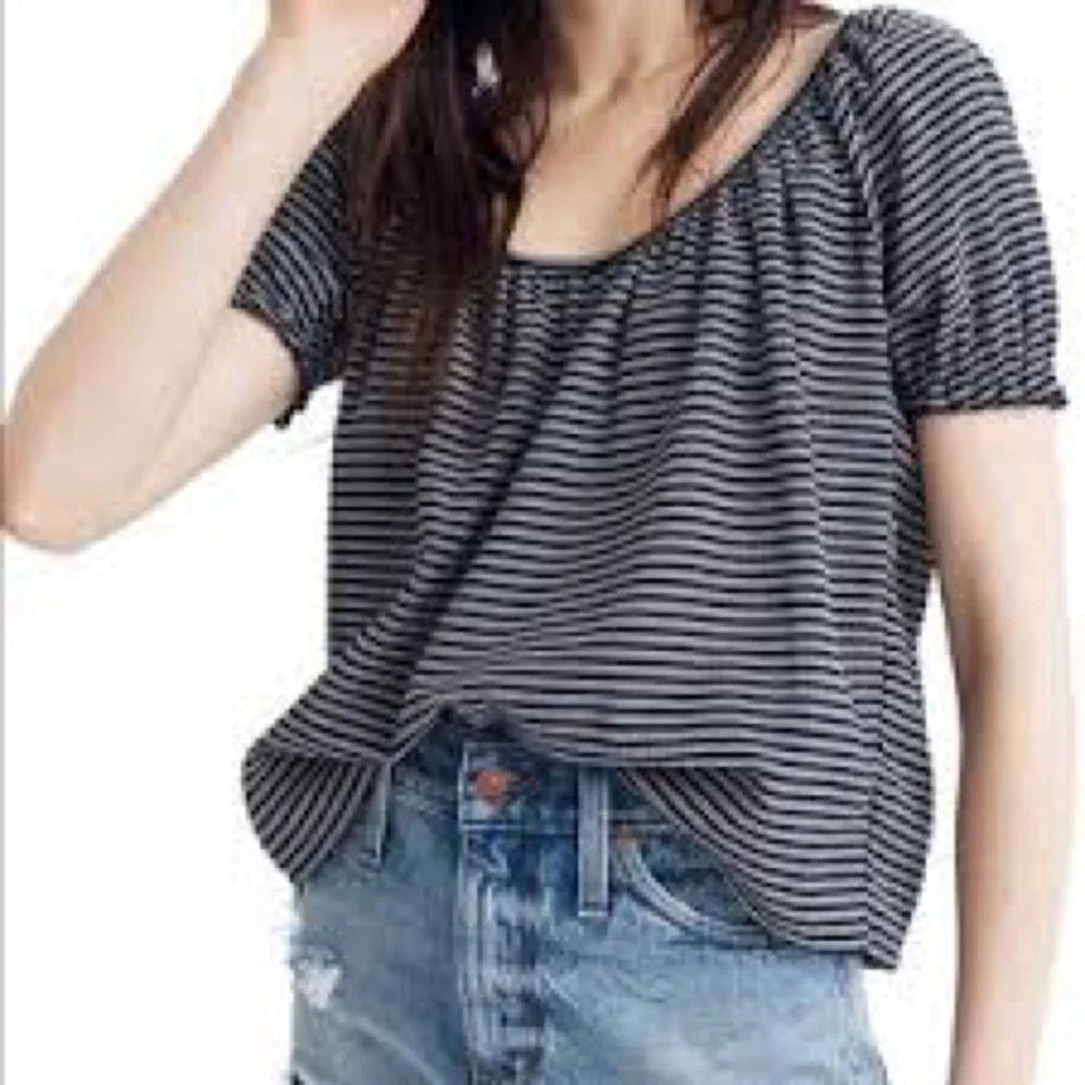 Madewell Texture and Thread Striped Peasant Top Size S